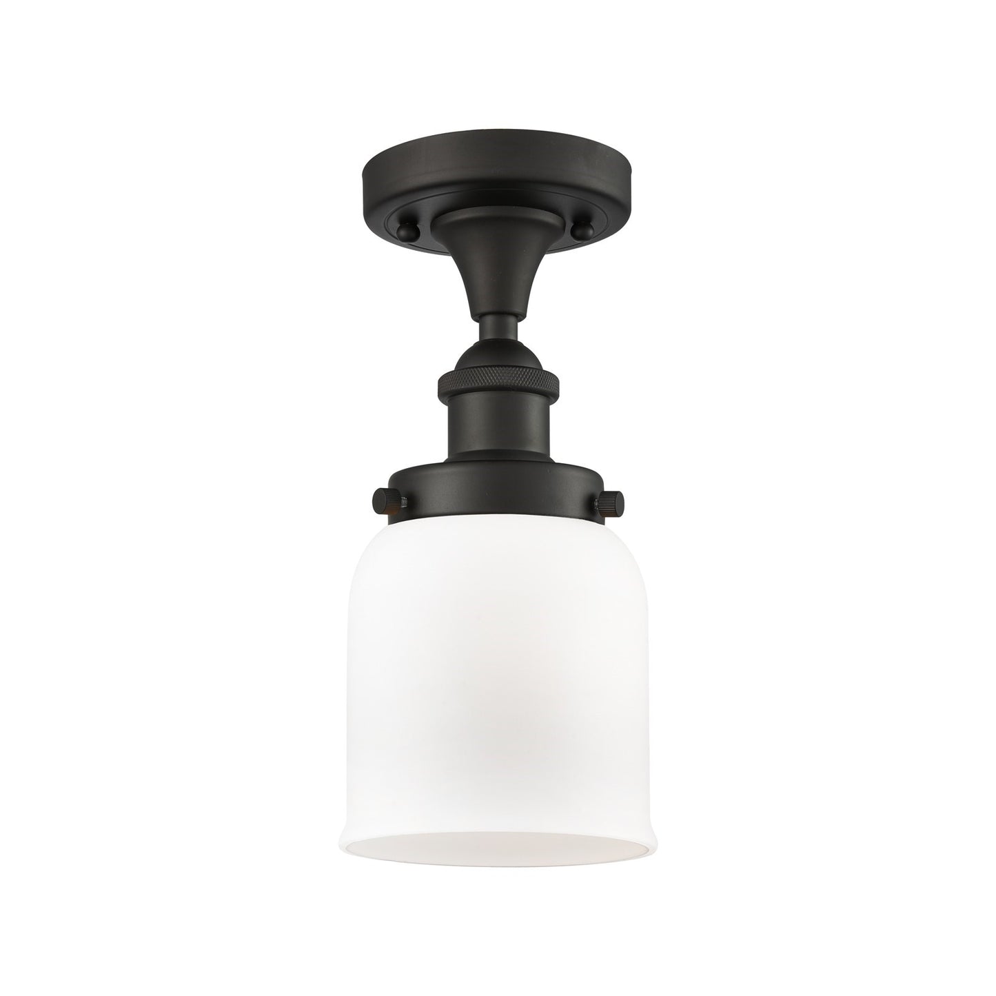 Innovations Bell 5in 1-Light LED Semi-Flush Mount | Industrial Oil Rubbed Bronze Steel and Matte White Frosted Glass | Entryway | Model 916-1C-OB-G51-LED