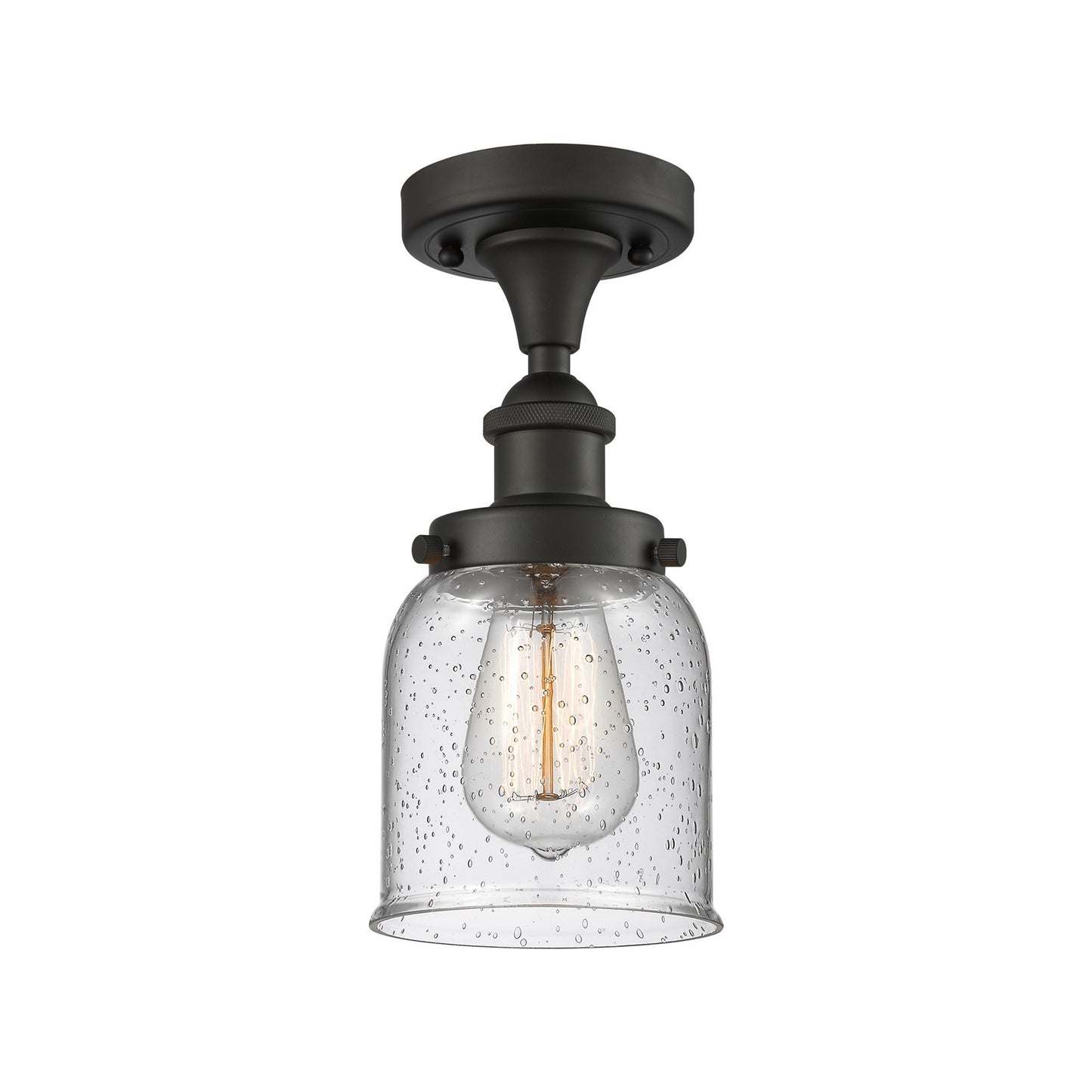 Innovations Bell 5in 1-Light Semi-Flush Mount | Industrial Oil Rubbed Bronze Steel and Seedy Glass | Entryway & Hallway | Model 916-1C-OB-G54-LED