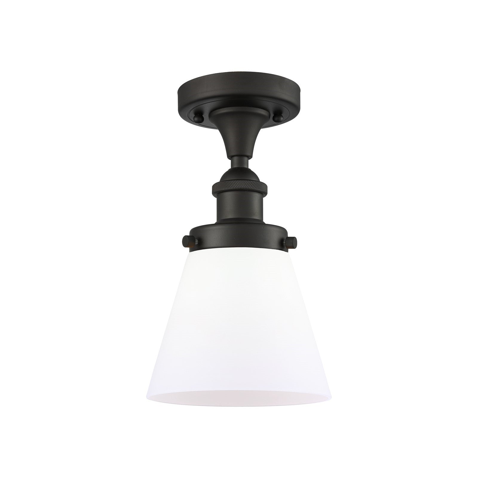 Innovations Cone 6in 1-Light Semi-Flush Mount | Industrial Oil Rubbed Bronze and Matte White Frosted Glass | Entryway & Hallway | Model 916-1C-OB-G61-LED