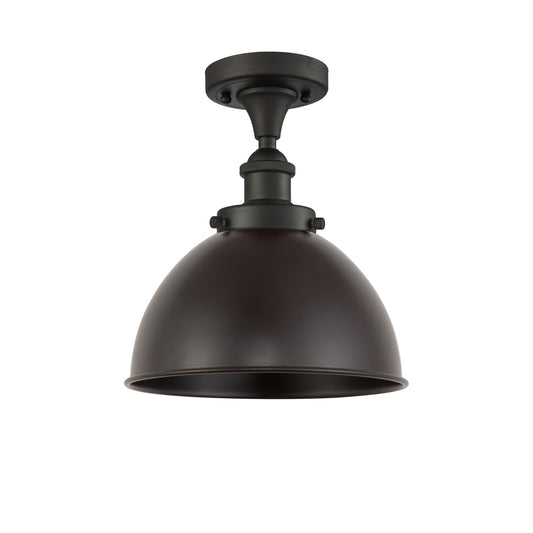 Innovations Derby 10in 1-Light Semi-Flush Mount | Industrial Oil Rubbed Bronze Metal Dome Shade | Entryway & Hallway | Model 916-1C-OB-MFD-10-OB-LED