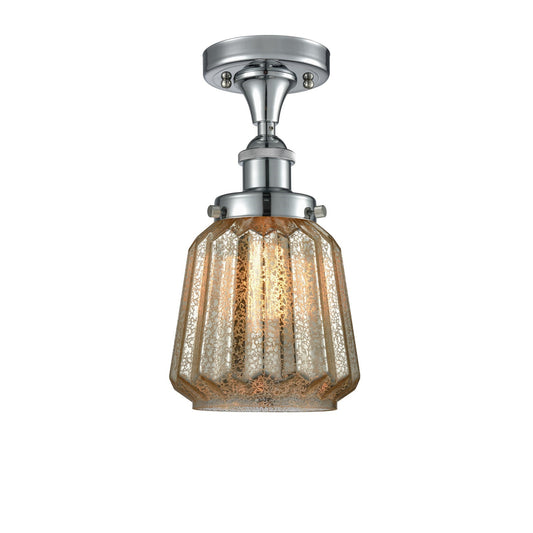 Innovations Chatham 7in 1-Light Semi-Flush Mount | Modern Contempo Polished Chrome and Mercury Ribbed Glass | Hallway & Bathroom | Model 916-1C-PC-G146