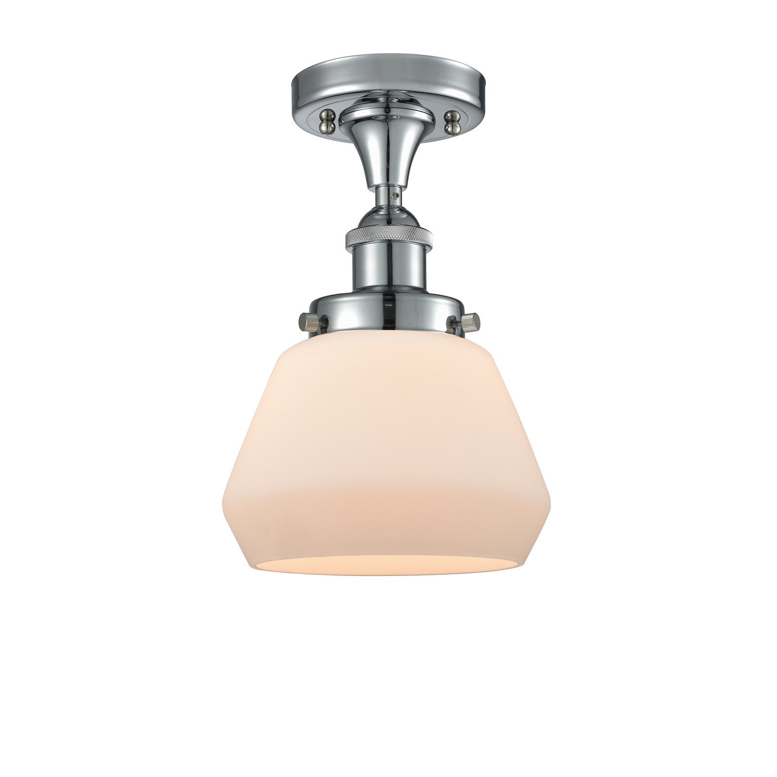 Innovations Fulton 7in 1-Light Semi-Flush Mount | Modern Contempo Polished Chrome and Matte White Frosted Glass | Hallway & | Model 916-1C-PC-G171