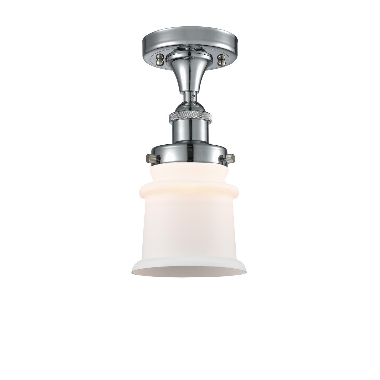 Innovations Canton 5.25in 1-Light Semi-Flush Mount | Modern Contempo Polished Chrome and Matte White Frosted Glass | Hallway & | Model 916-1C-PC-G181S
