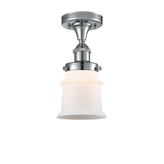 Innovations Canton 5.25in 1-Light Semi-Flush Mount | Modern Contempo Polished Chrome and Matte White Frosted Glass | Hallway & | Model 916-1C-PC-G181S