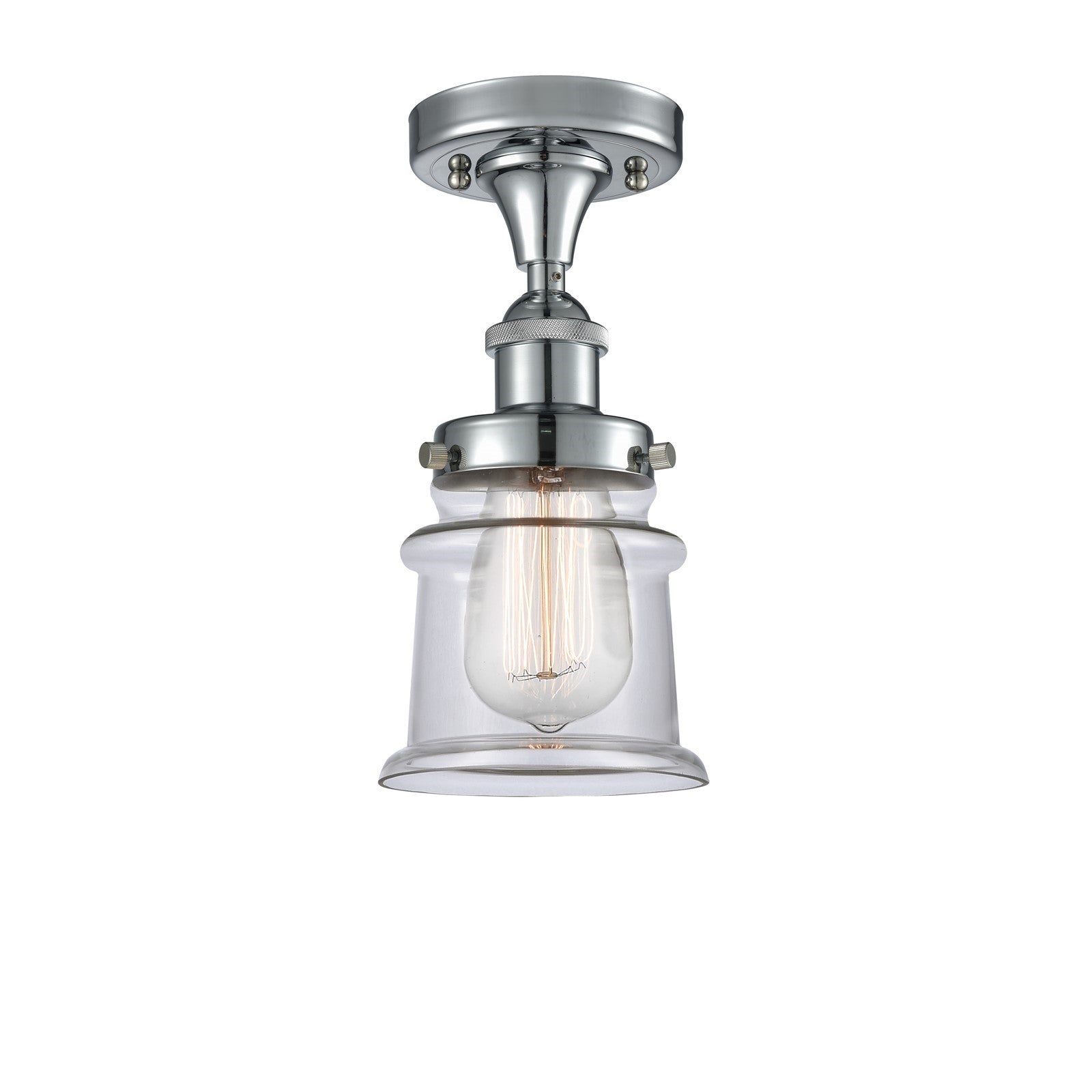 Innovations Canton 5.25in 1-Light Semi-Flush Mount | Modern Transitional Polished Chrome and Clear Glass | Entryway & Hallway | Model 916-1C-PC-G182S