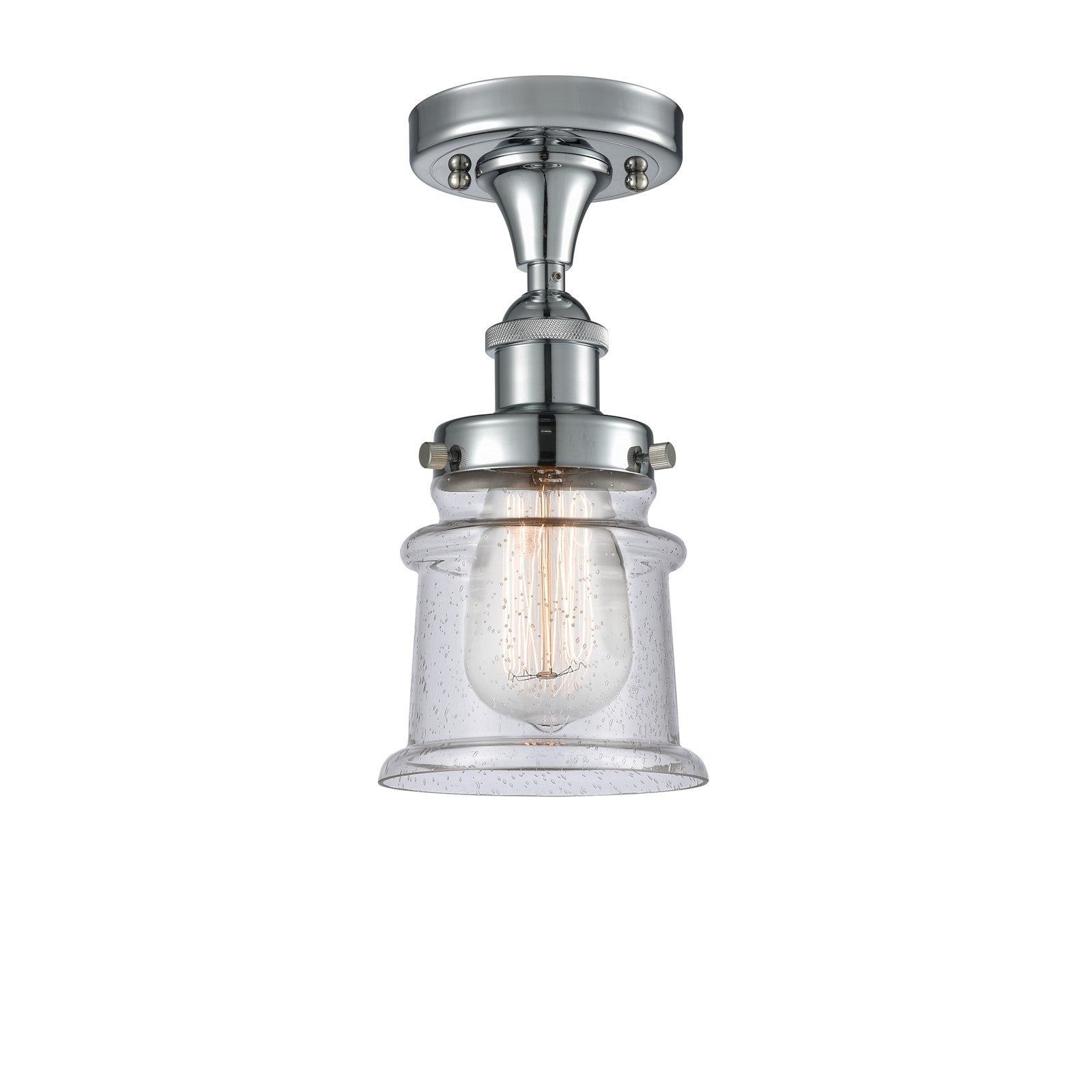 Innovations Canton 5.25in 1-Light Semi-Flush Mount | Modern Transitional Polished Chrome and Seedy Glass | Entryway & Hallway | Model 916-1C-PC-G184S