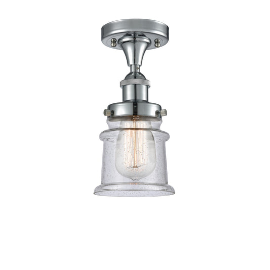 Innovations Canton 5.25in 1-Light Semi-Flush Mount | Modern Transitional Polished Chrome and Seedy Glass | Entryway & Hallway | Model 916-1C-PC-G184S