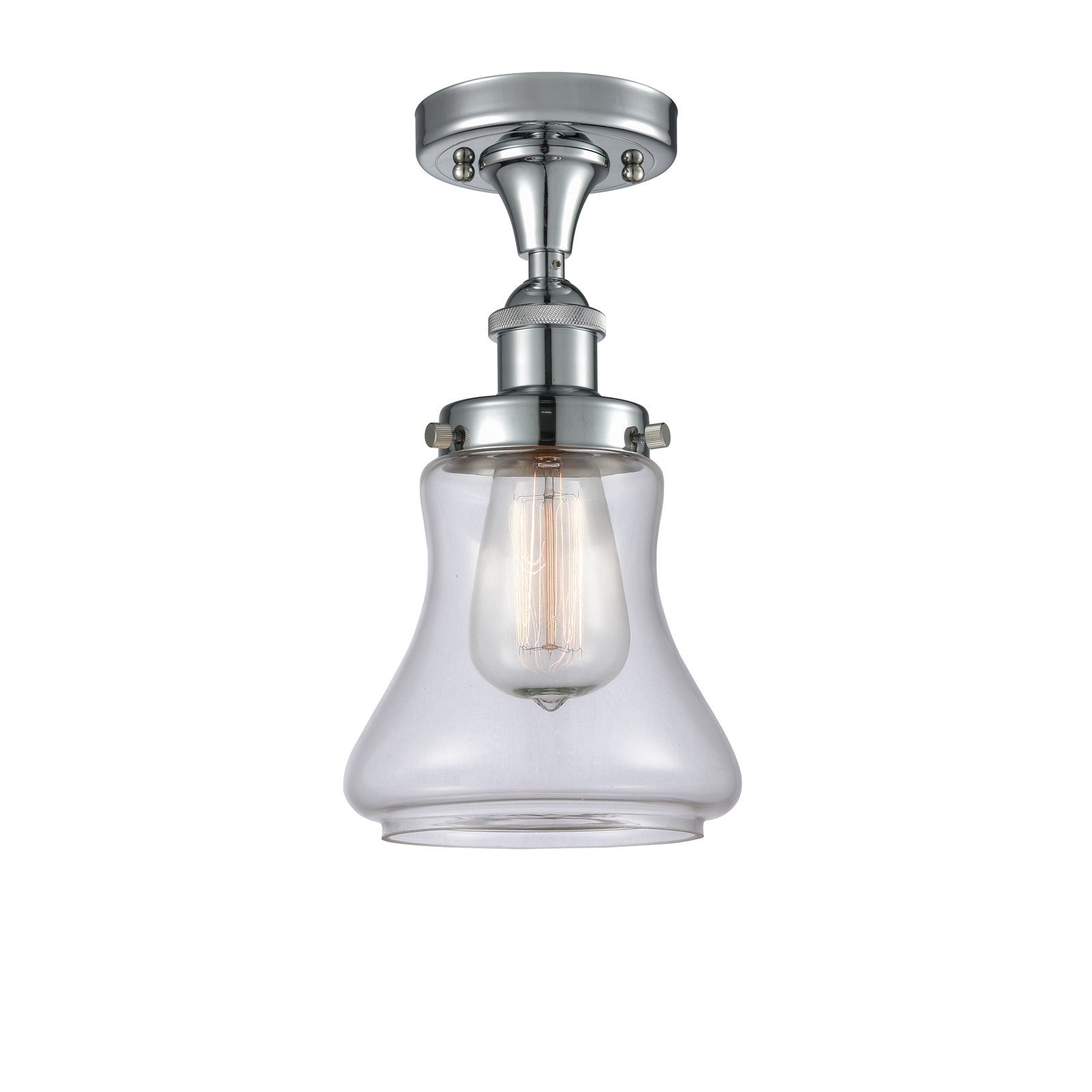 Innovations Bellmont 6.12in 1-Light Semi-Flush Mount | Modern Transitional Polished Chrome and Clear Glass | Entryway & Hallway | Model 916-1C-PC-G192