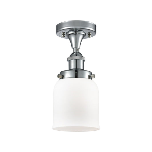 Innovations Bell 5in 1-Light Semi-Flush Mount | Industrial Polished Chrome Steel and Matte White Frosted Glass | Kitchen & | Model 916-1C-PC-G51-LED