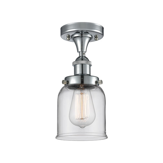 Innovations Bell 5in 1-Light Semi-Flush Mount | Industrial Polished Chrome Steel and Clear Glass | Kitchen & Hallway | 5 x 11 in | Model 916-1C-PC-G52-LED