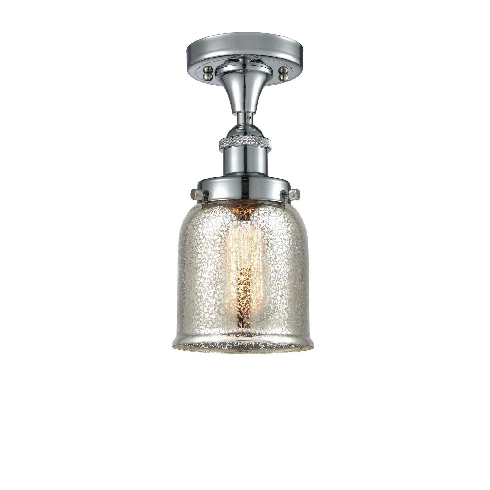Innovations Bell 5in 1-Light Semi-Flush Mount | Industrial Polished Chrome Steel and Silver Plated Mercury Glass | Kitchen & Hallway | Model 916-1C-PC-G58