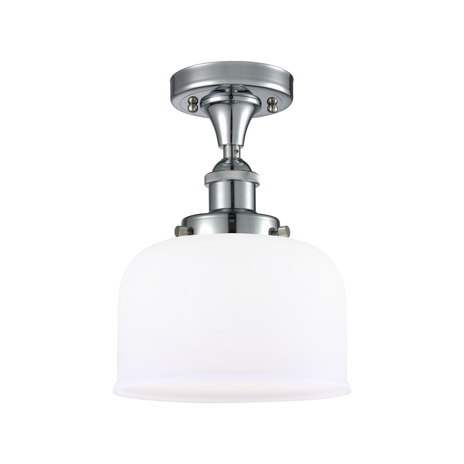 Innovations Bell 8in 1-Light Semi-Flush Mount | Polished Chrome Steel and Matte White Frosted Glass | Entryway & Hallway Accent | Model 916-1C-PC-G71
