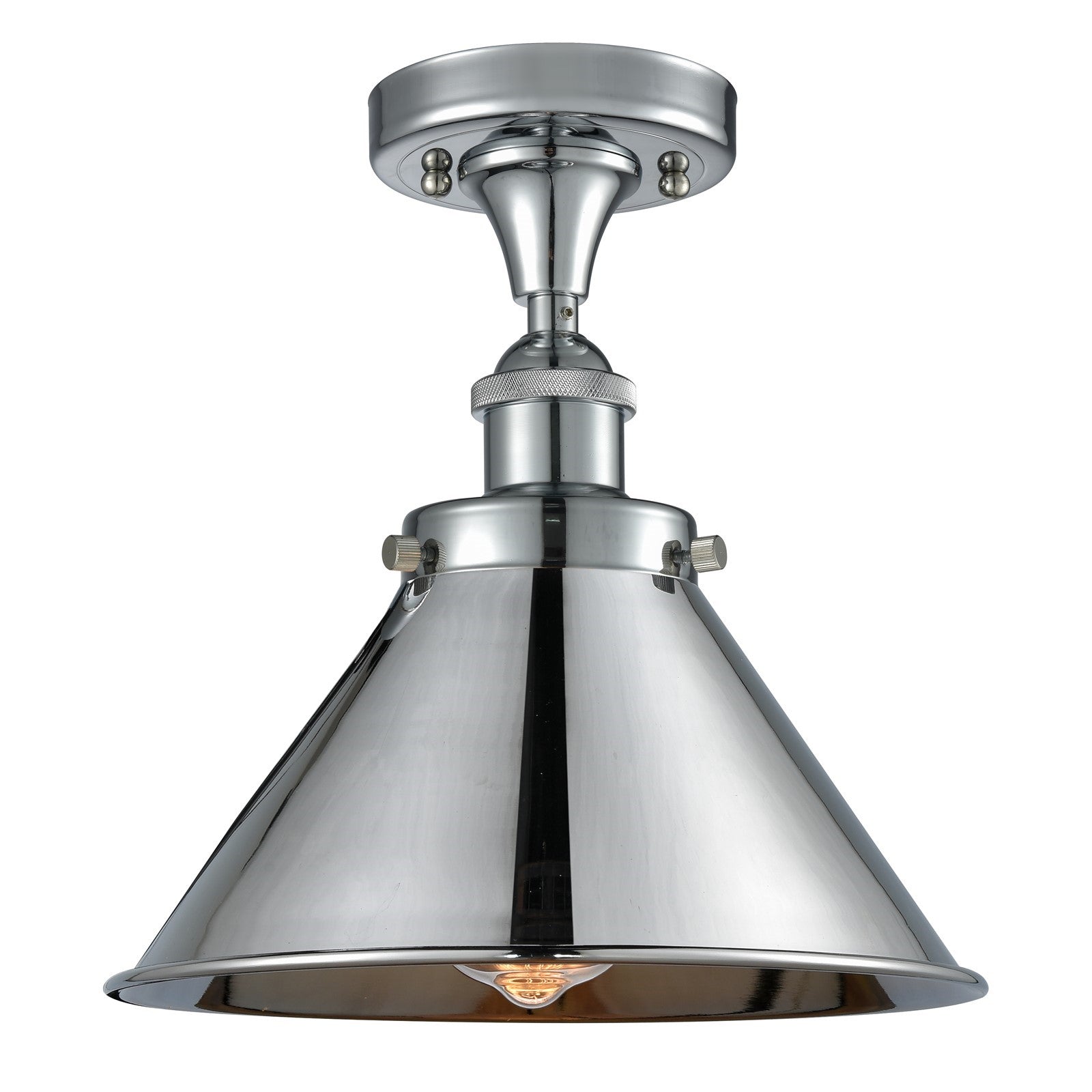 Innovations Briarcliff 10in 1-Light Semi-Flush Mount | Industrial Polished Chrome Metal Cone Shade | Kitchen & Dining Room | Model 916-1C-PC-M10-PC