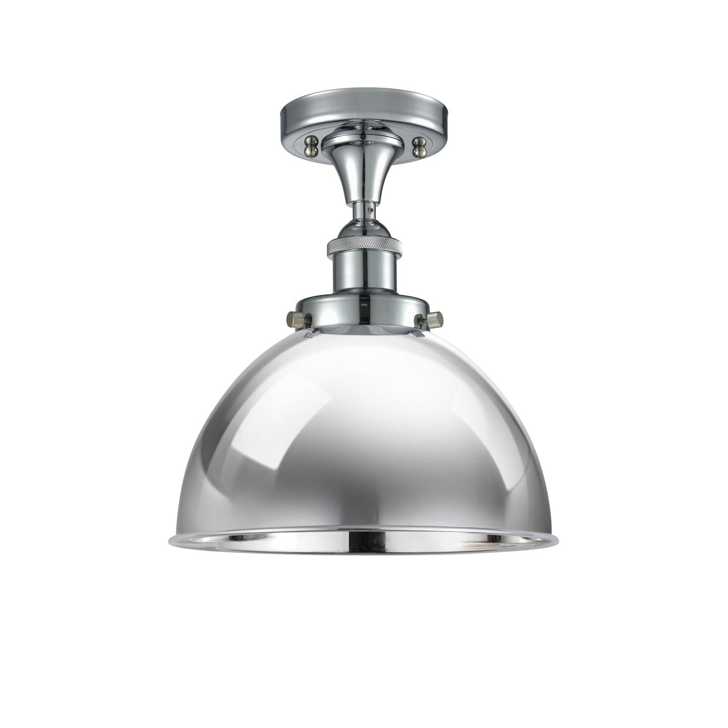Innovations Derby 10in 1-Light Semi-Flush Mount | Industrial Farmhouse Polished Chrome Steel and Metal Shade | Entryway & | Model 916-1C-PC-MFD-10-PC-LED