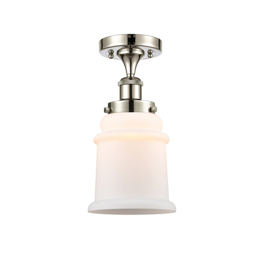 Innovations Canton 6in 1-Light Semi-Flush Mount | Modern Contempo Polished Nickel Steel and Matte White Frosted Glass Bell Shade | Model 916-1C-PN-G181