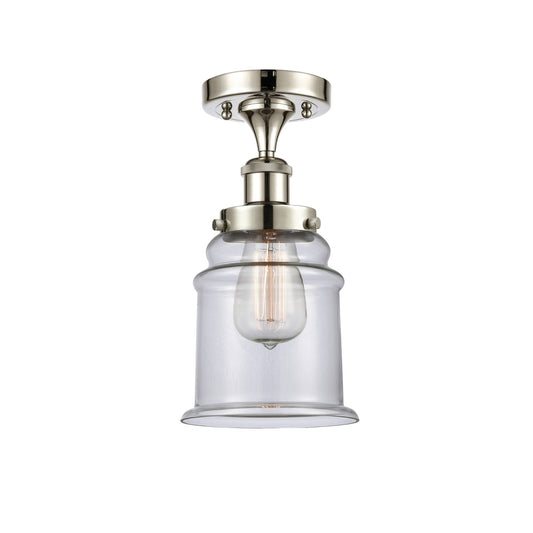 Innovations Canton 6in 1-Light Semi-Flush Mount | Modern Transitional Polished Nickel Steel and Clear Schoolhouse Glass | Hallway & | Model 916-1C-PN-G182