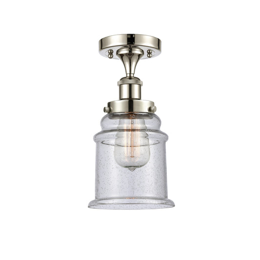 Innovations Canton 6in 1-Light Semi-Flush Mount | Modern Transitional Polished Nickel Steel and Seedy Schoolhouse Glass | Hallway & | Model 916-1C-PN-G184