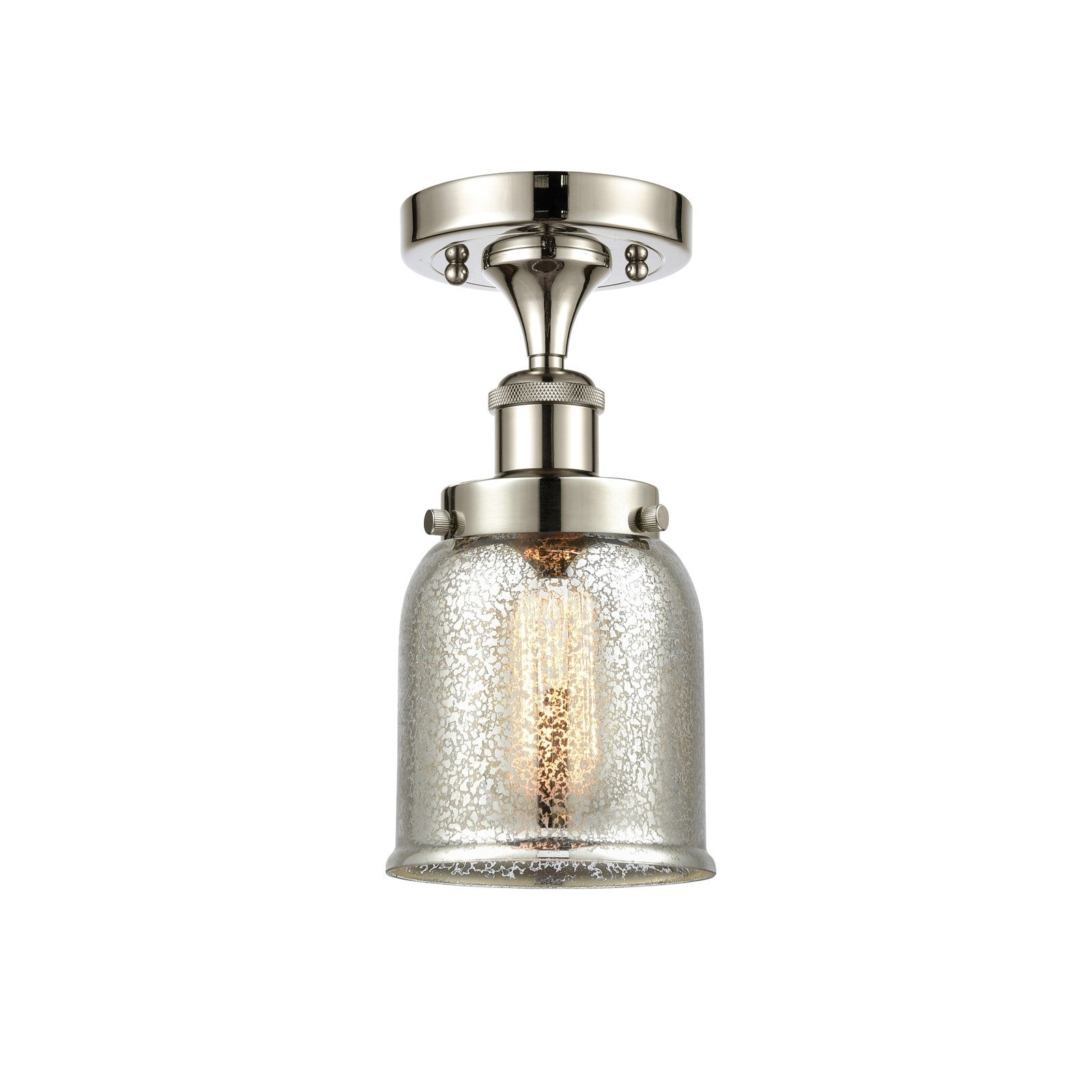 Innovations Bell 5in 1-Light Semi-Flush Mount | Industrial Polished Nickel Steel and Silver Plated Mercury Glass | Entryway & | Model 916-1C-PN-G58