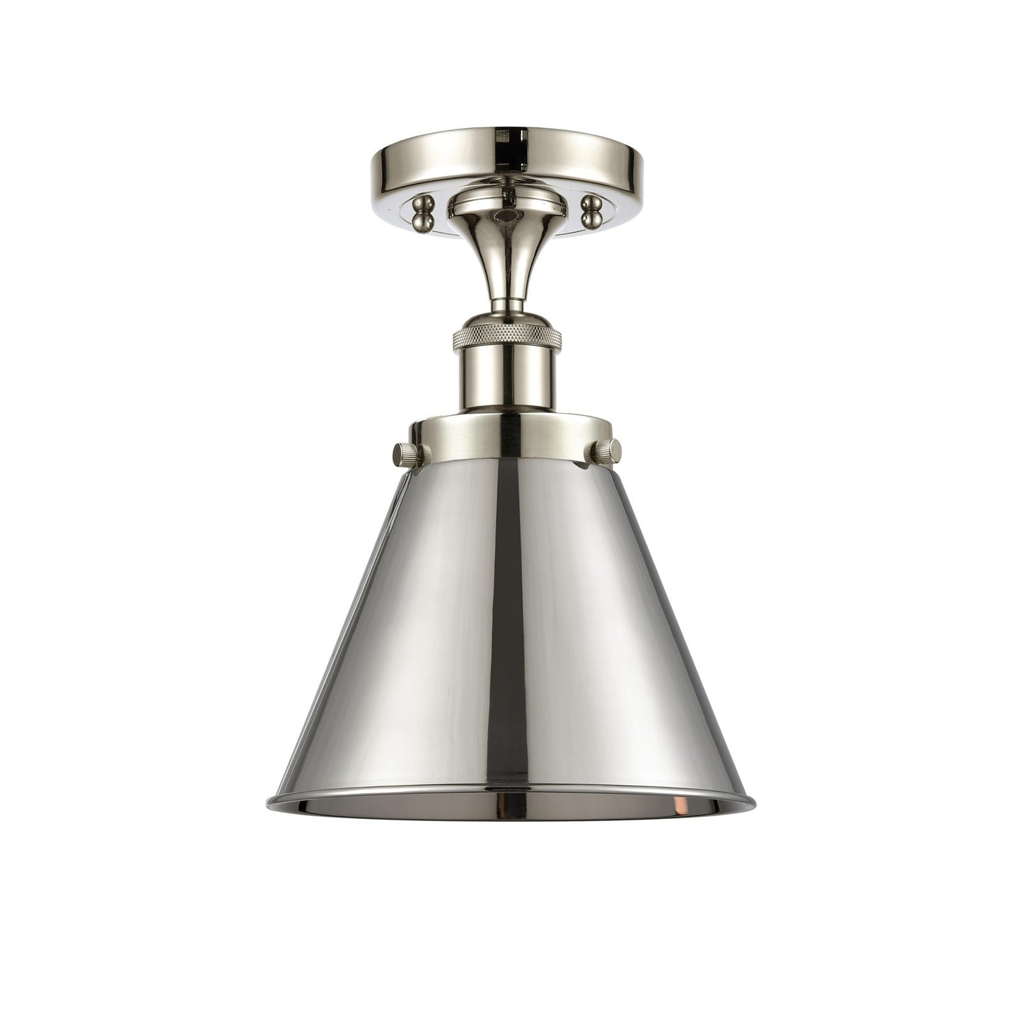 Innovations Appalachian 7in 1-Light Semi-Flush Mount | Industrial Farmhouse Polished Nickel Steel and Metal Cone Shade | Damp | Model 916-1C-PN-M13-PN-LED