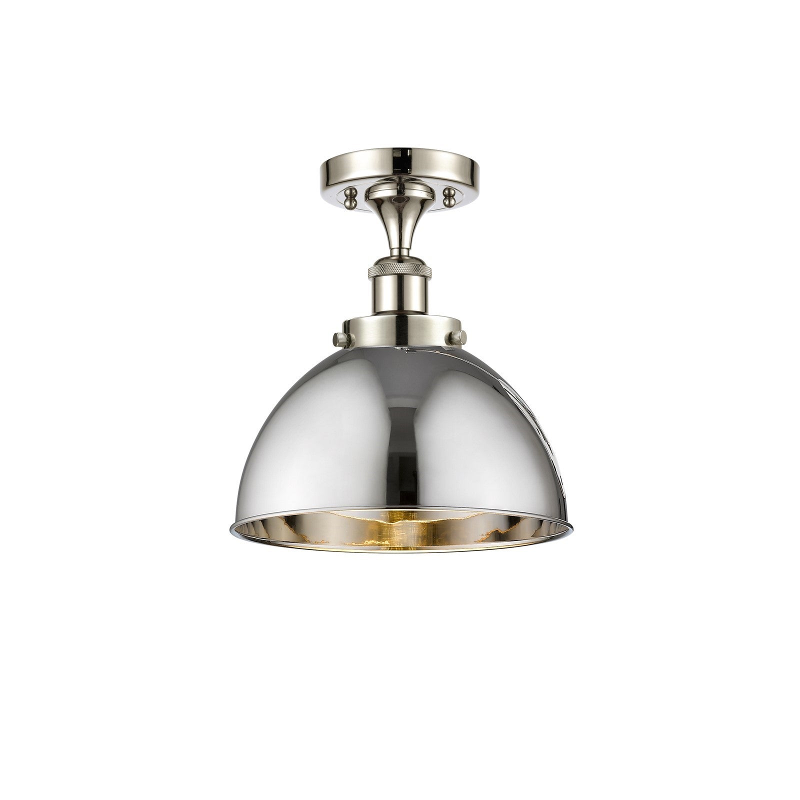 Innovations Derby 10in 1-Light Semi-Flush Mount | Industrial Farmhouse Polished Nickel Steel and Metal Dome Shade | Damp | Model 916-1C-PN-MFD-10-PN