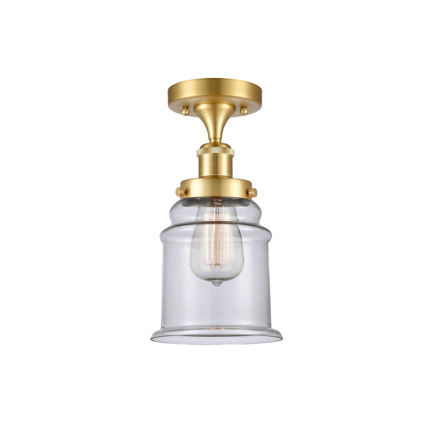 Innovations Canton 6in 1-Light Semi-Flush Mount | Modern Transitional Satin Gold Steel and Clear Glass | Hallway & Entryway | Model 916-1C-SG-G182