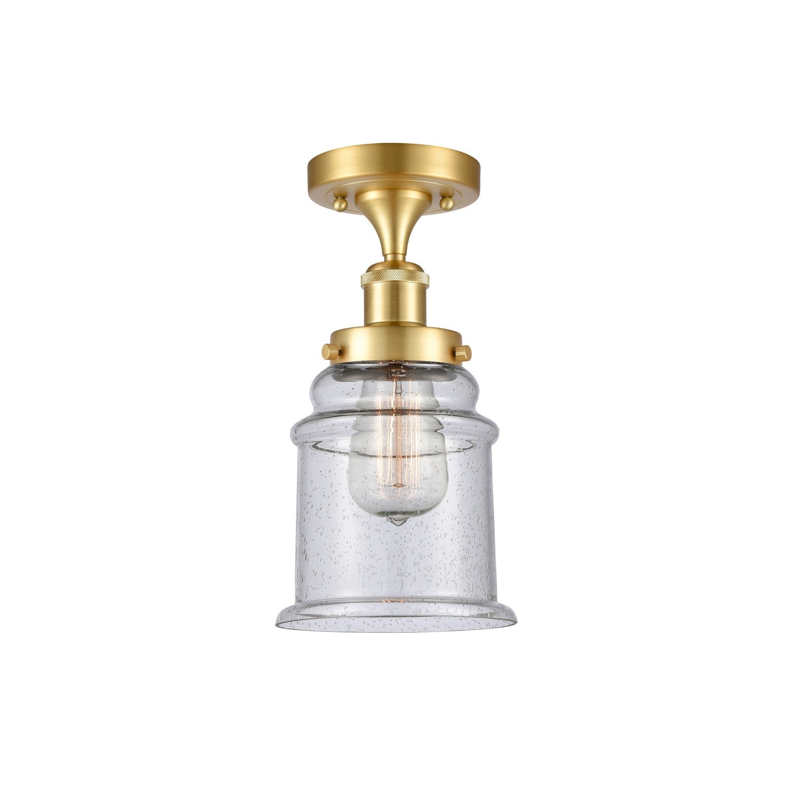 Innovations Canton 6in 1-Light Semi-Flush Mount | Modern Transitional Satin Gold Steel and Seedy Glass | Hallway & Entryway | Model 916-1C-SG-G184