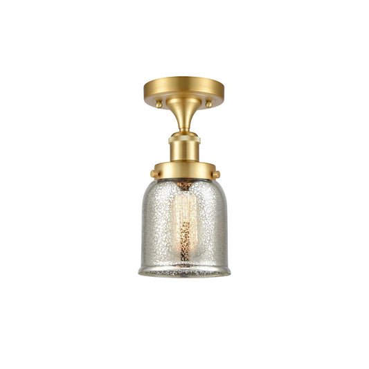 Innovations Bell 5in 1-Light Semi-Flush Mount | Industrial Satin Gold Steel and Silver Plated Mercury Glass | Hallway & Entryway | Model 916-1C-SG-G58