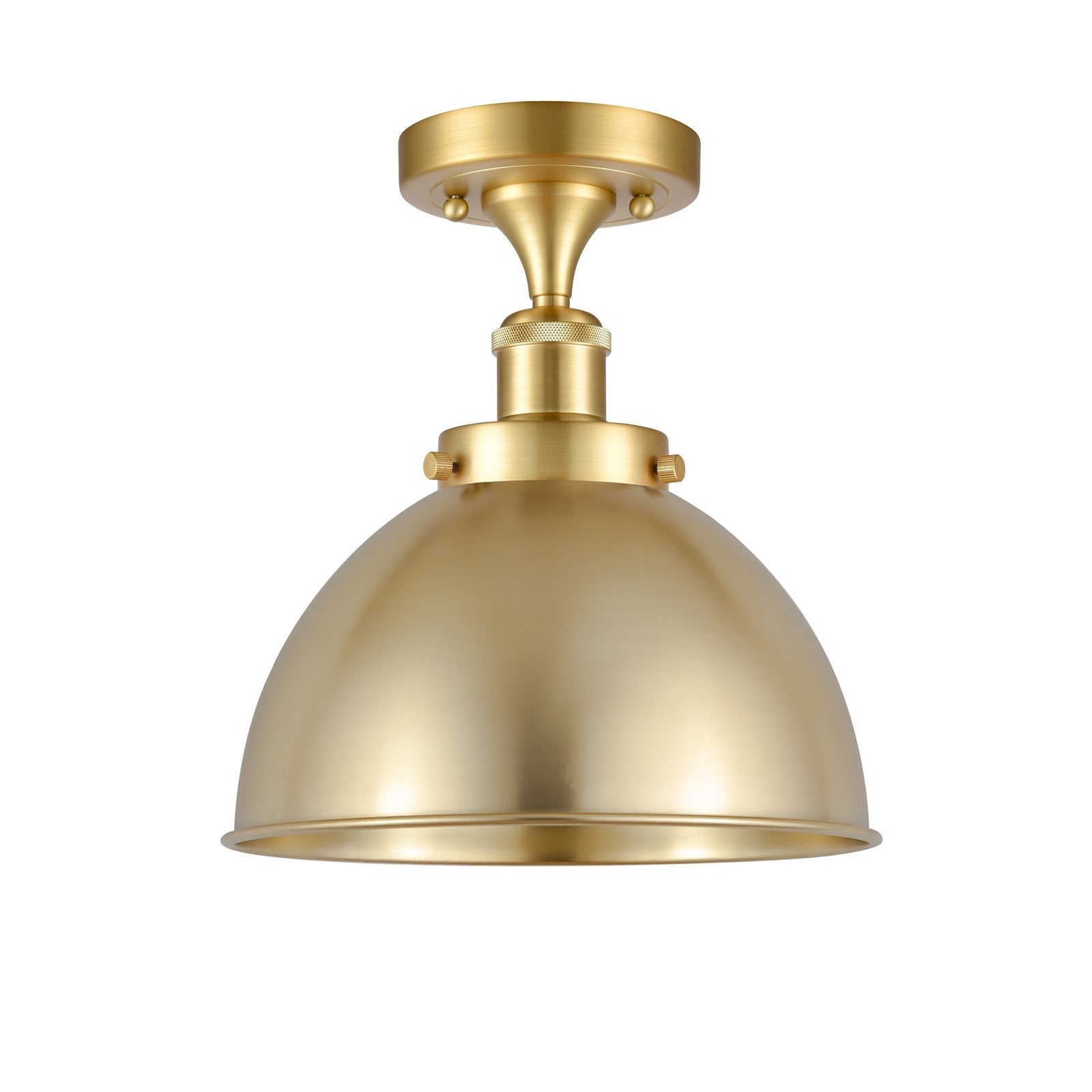 Innovations Derby 10in 1-Light Semi-Flush Mount | Industrial Farmhouse Satin Gold Steel and Cast Brass with Satin Gold | Model 916-1C-SG-MFD-10-SG-LED
