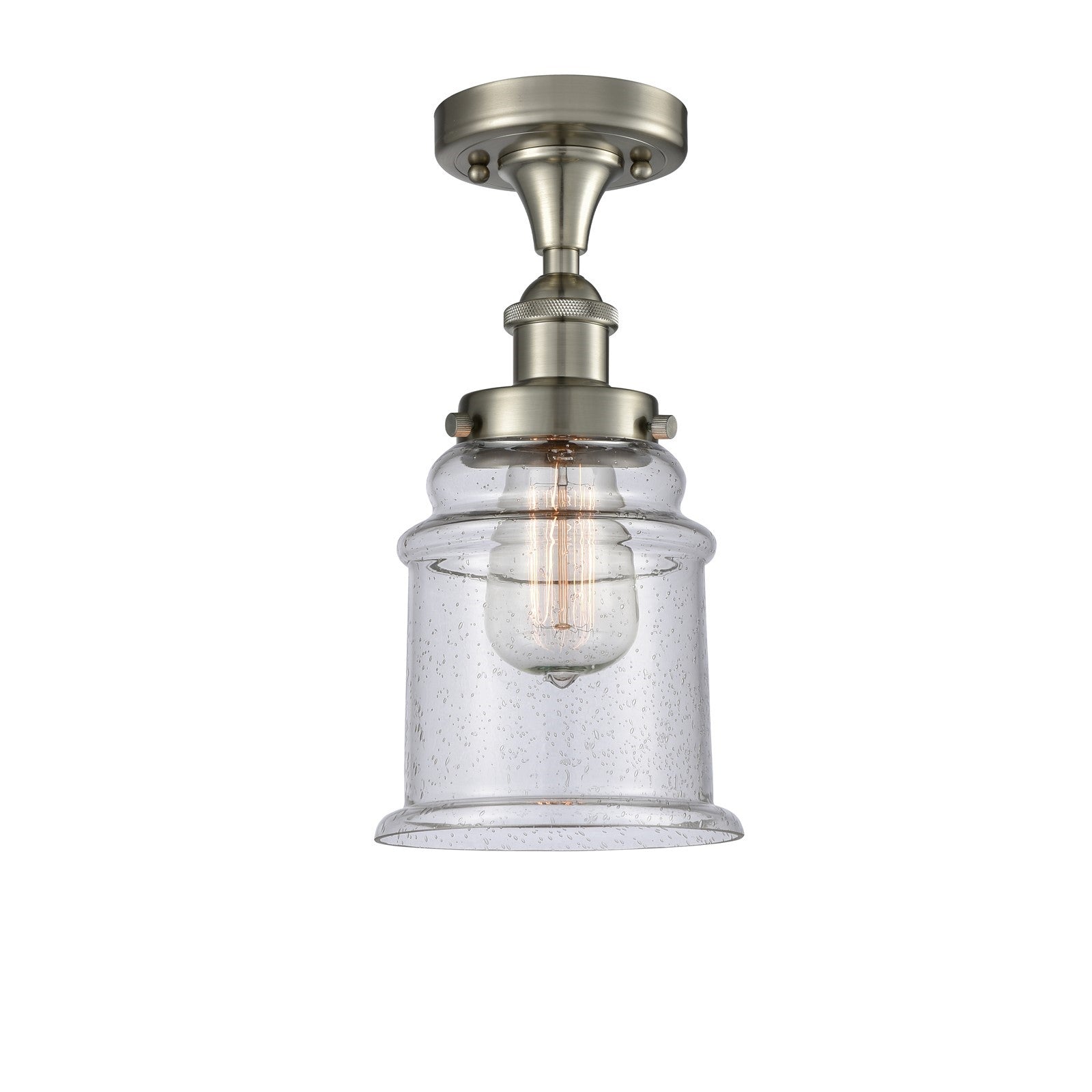 Innovations Canton 6in 1-Light Semi-Flush Mount | Modern Transitional Brushed Satin Nickel and Seedy Glass | Hallway & Entryway | Model 916-1C-SN-G184
