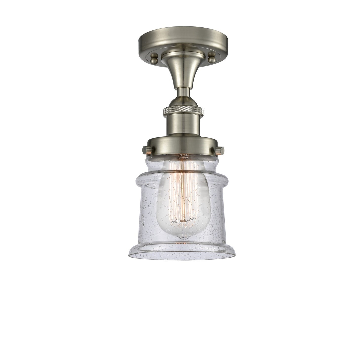 Innovations Canton 5.25in 1-Light Semi-Flush Mount | Modern Transitional Brushed Satin Nickel and Seedy Glass | Hallway & Entryway | Model 916-1C-SN-G184S
