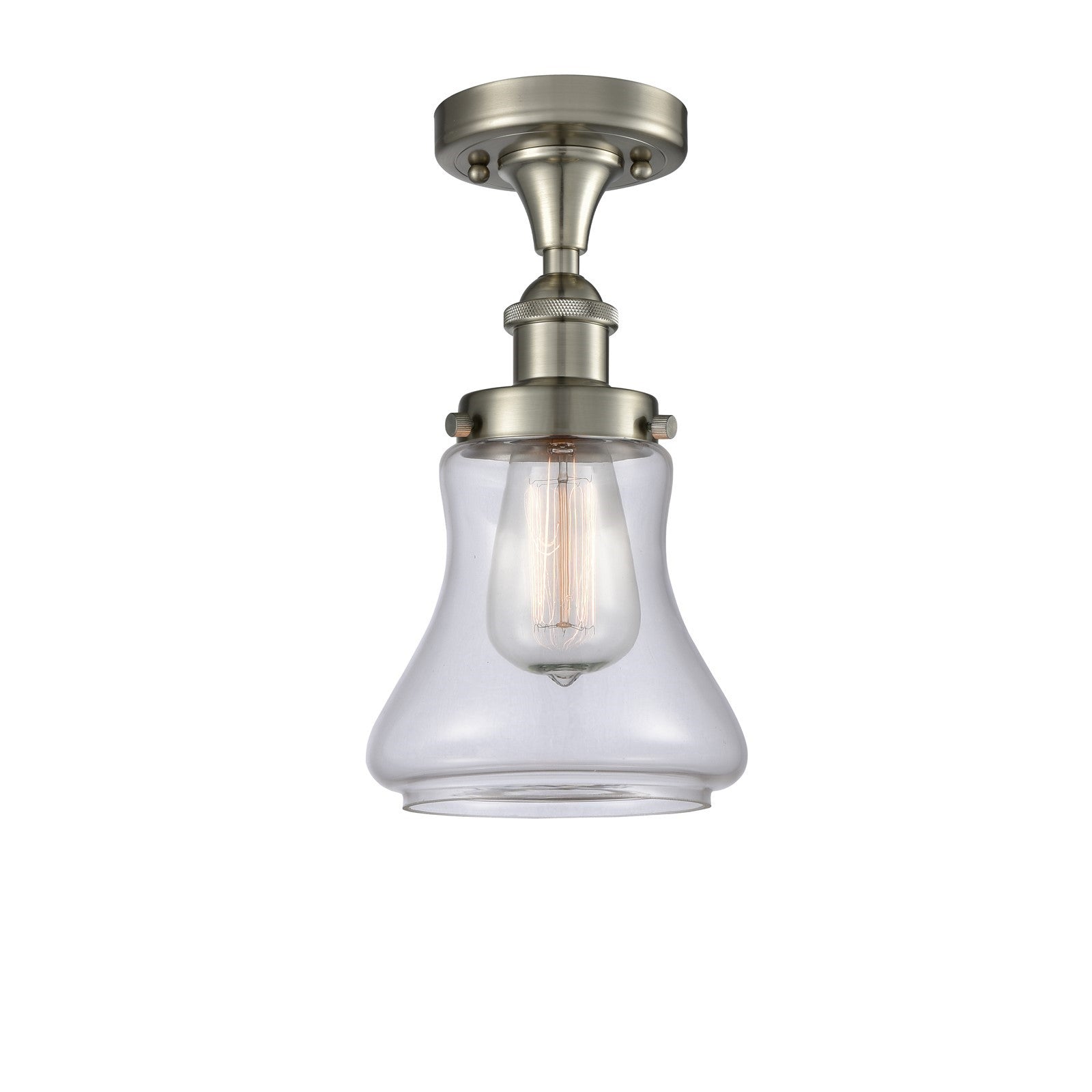 Innovations Bellmont 6in 1-Light Semi-Flush Mount | Transitional Brushed Satin Nickel and Clear Glass | Hallway & Entryway | Model 916-1C-SN-G192