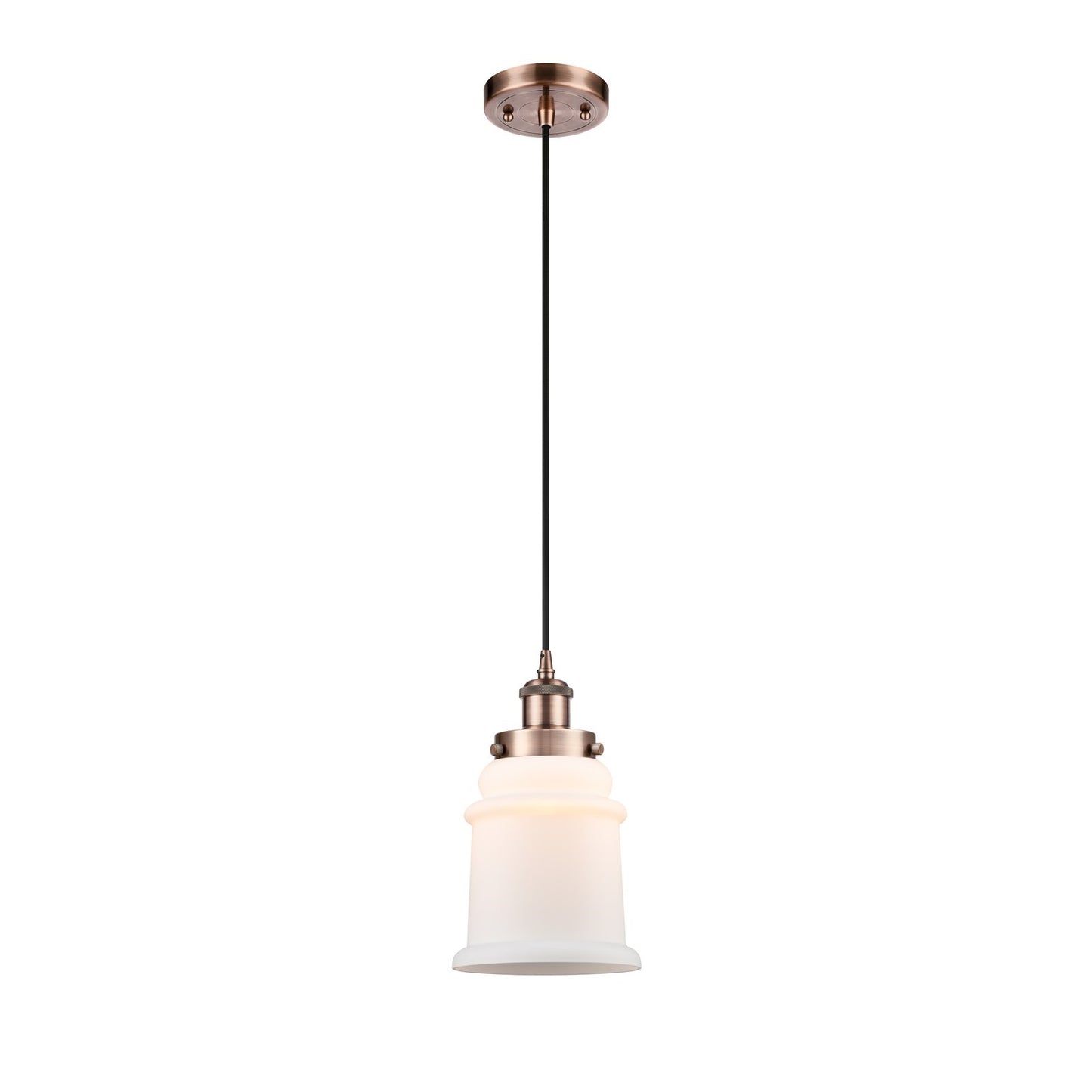 Innovations Canton 6in 1-Light Mini Pendant | Modern Transitional Antique Copper Steel and Matte White Frosted Glass | Kitchen | Model 916-1P-AC-G181