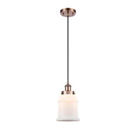 Innovations Canton 6in 1-Light Mini Pendant | Modern Transitional Antique Copper Steel and Matte White Frosted Glass | Kitchen | Model 916-1P-AC-G181