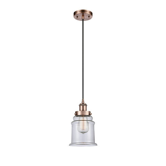 Innovations Canton 6in 1-Light Mini Pendant | Modern Contempo Antique Copper Steel and Clear Glass | Kitchen Island & Dining Room | Model 916-1P-AC-G182