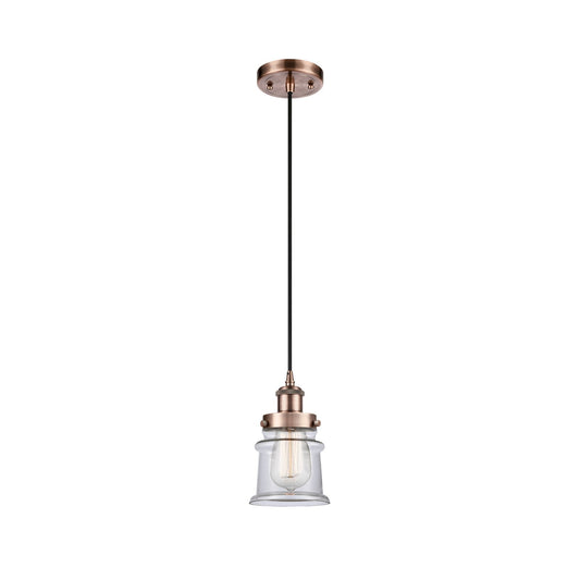 Innovations Canton 5.25in 1-Light Mini Pendant | Modern Contempo Antique Copper Steel and Clear Glass | Kitchen Island & Dining | Model 916-1P-AC-G182S