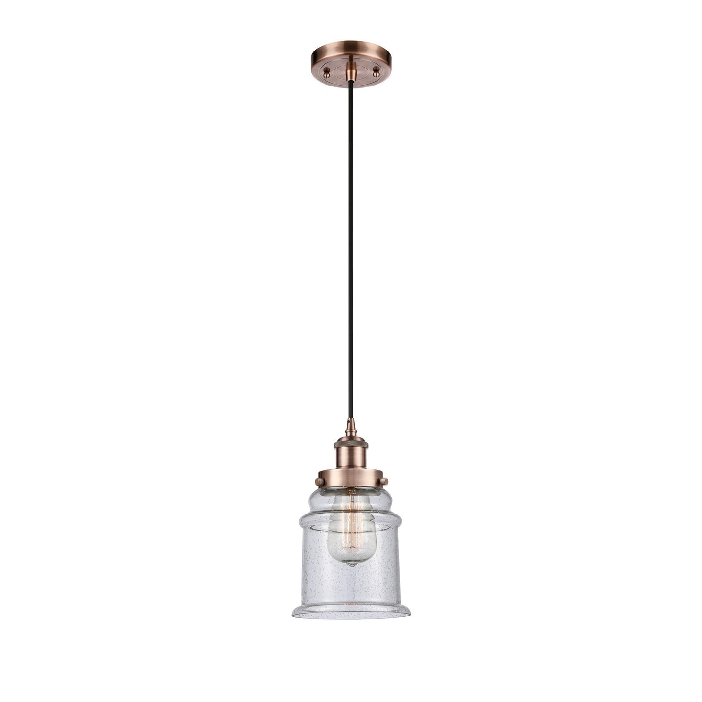 Innovations Canton 6in 1-Light Mini Pendant | Modern Contempo Antique Copper Steel and Seedy Glass | Kitchen Island & Dining Room | Model 916-1P-AC-G184