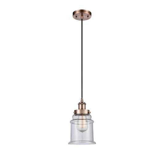 Innovations Canton 6in 1-Light Mini Pendant | Modern Contempo Antique Copper Steel and Seedy Glass | Kitchen Island & Dining Room | Model 916-1P-AC-G184