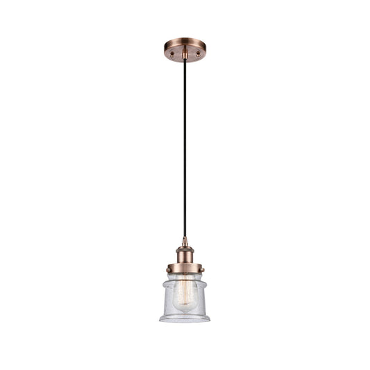 Innovations Canton 5.25in 1-Light Mini Pendant | Modern Contempo Antique Copper Steel and Seedy Glass | Kitchen Island & Dining | Model 916-1P-AC-G184S