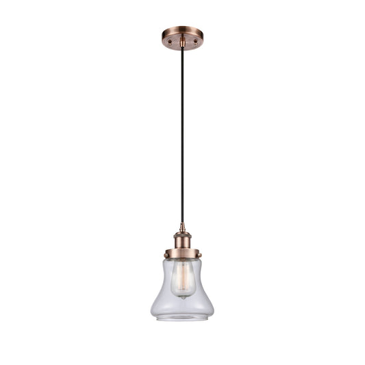 Innovations Bellmont 6in 1-Light Mini Pendant | Modern Contempo Antique Copper Steel and Clear Glass | Kitchen Island & Dining Room | Model 916-1P-AC-G192