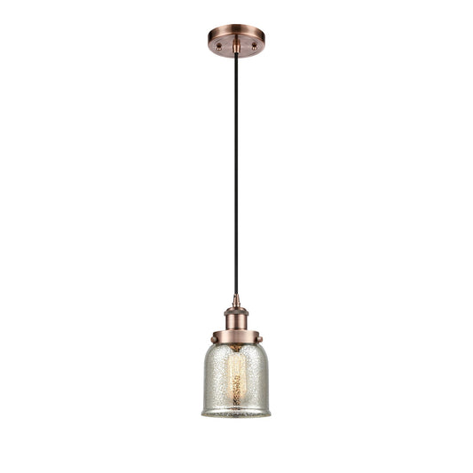 Innovations Bell 5in 1-Light Mini Pendant | Industrial Antique Copper Steel and Silver Plated Mercury Glass | Kitchen Island & | Model 916-1P-AC-G58-LED