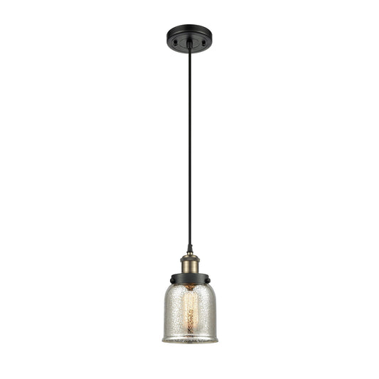 Innovations Bell 5in 1-Light Mini Pendant | Industrial Black Antique Brass and Silver Plated Mercury Glass | Kitchen Island & | Model 916-1P-BAB-G58-LED