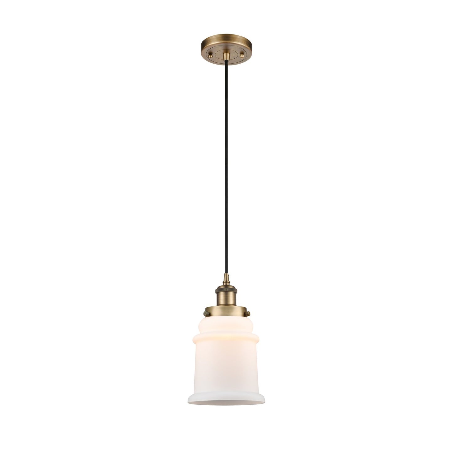 Innovations Canton 6in 1-Light Mini Pendant | Modern Transitional Brushed Brass Steel and Matte White Frosted Glass | Kitchen | Model 916-1P-BB-G181