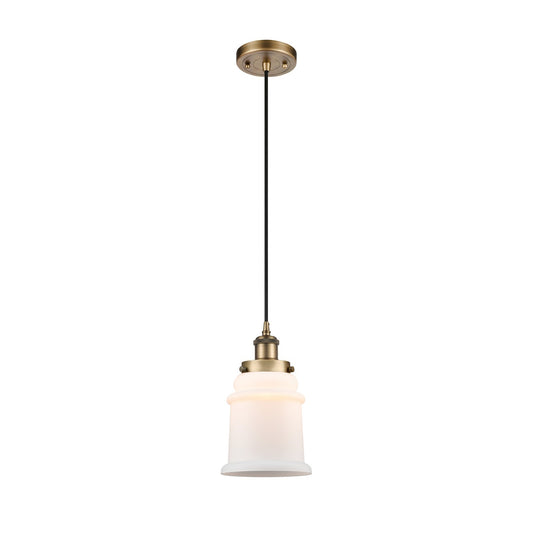 Innovations Canton 6in 1-Light Mini Pendant | Modern Transitional Brushed Brass Steel and Matte White Frosted Glass | Kitchen | Model 916-1P-BB-G181