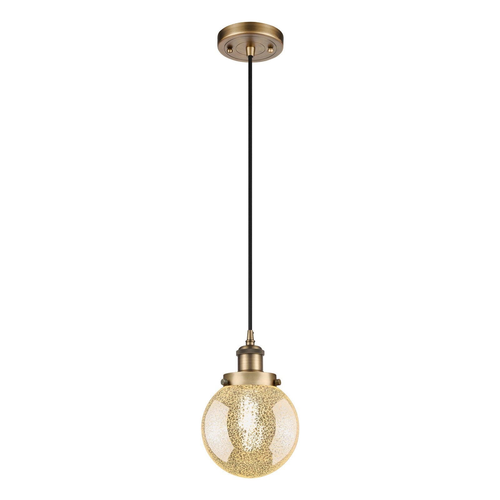 Innovations Beacon 6in 1-Light Mini Pendant | Modern Contempo Brushed Brass Steel and Mercury Glass | Kitchen Island & Dining | Model 916-1P-BB-G208-6
