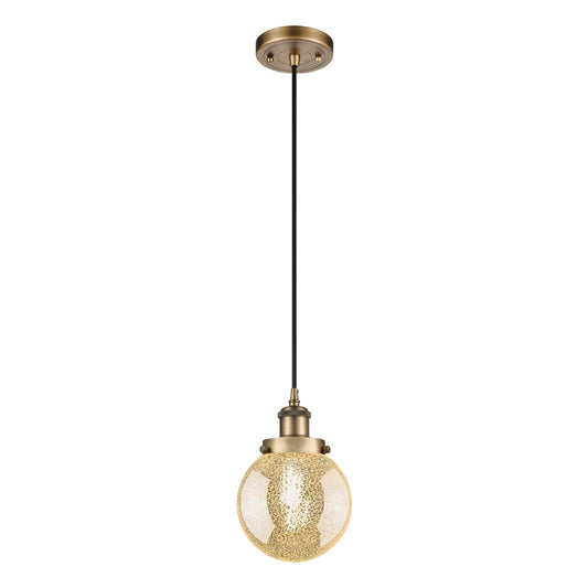 Innovations Beacon 6in 1-Light Mini Pendant | Modern Contempo Brushed Brass Steel and Mercury Glass | Kitchen Island & Dining | Model 916-1P-BB-G208-6