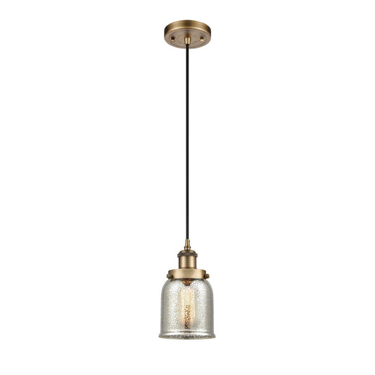 Innovations Bell 5in 1-Light Mini Pendant | Industrial Brushed Brass and Silver Plated Mercury Glass | Kitchen Island & Dining | Model 916-1P-BB-G58-LED