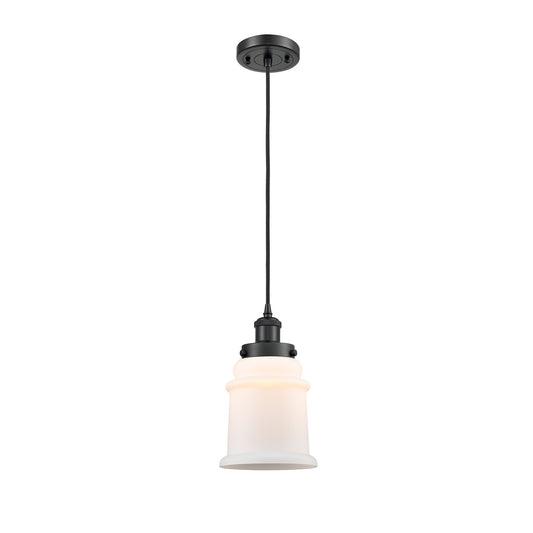 Innovations Canton 6in 1-Light Mini Pendant | Modern Contempo Matte Black Steel and Matte White Frosted Glass | Kitchen Island & | Model 916-1P-BK-G181
