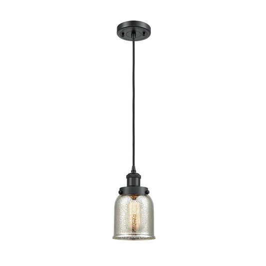 Innovations Bell 5in 1-Light Mini Pendant | Industrial Matte Black Steel and Silver Plated Mercury Glass | Kitchen Island & | Model 916-1P-BK-G58-LED