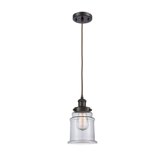 Innovations Canton 6in 1-Light Mini Pendant | Modern Contempo Oil Rubbed Bronze Steel and Clear Glass | Kitchen Island & Dining | Model 916-1P-OB-G182