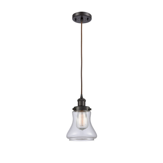 Innovations Bellmont 6.12in 1-Light Mini Pendant | Modern Transitional Oil Rubbed Bronze Steel and Clear Glass | Kitchen Island & | Model 916-1P-OB-G192